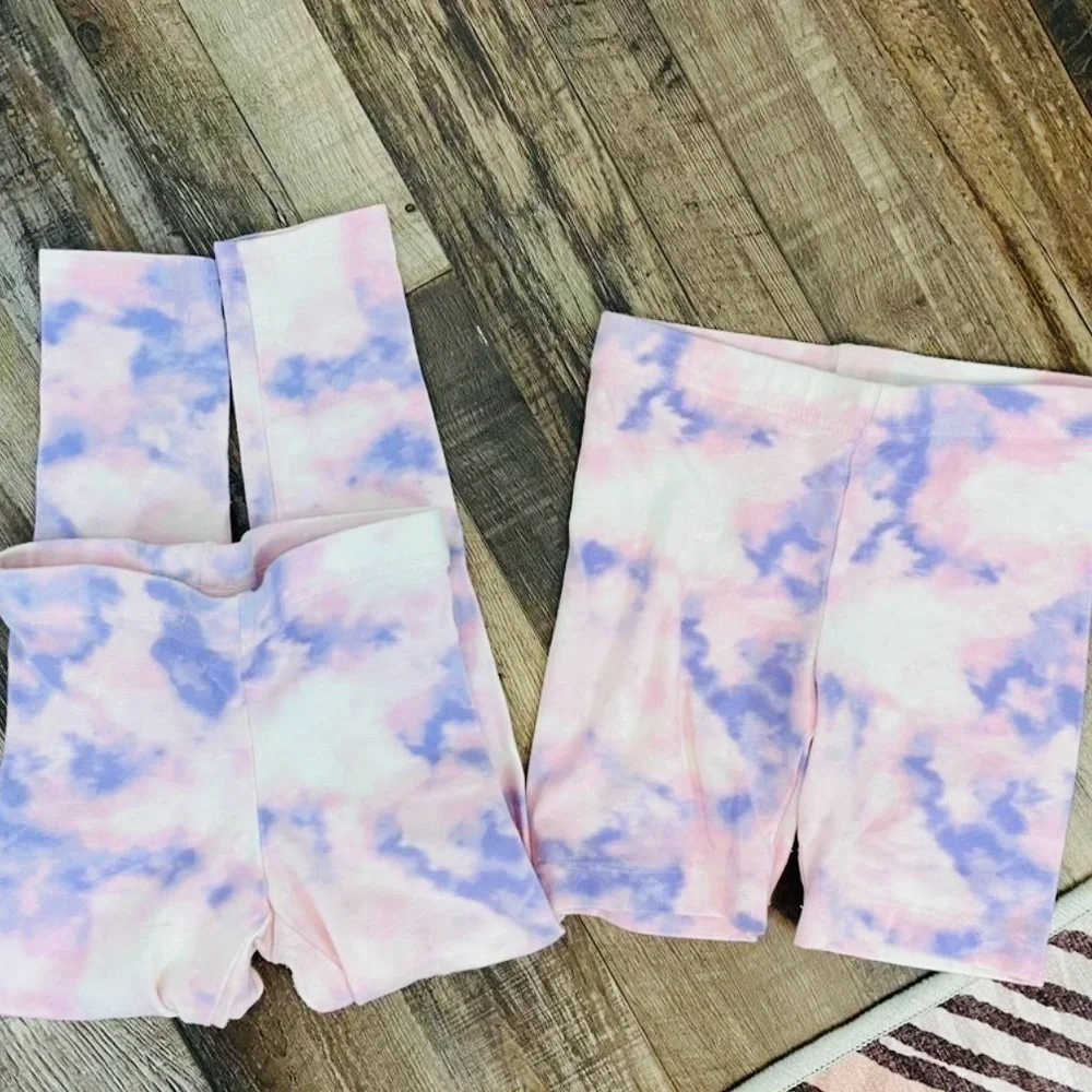 Bundle of kids tie dye XS leggings and shorts